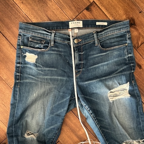 FRAME Denim Women's Le Garcon Ripped Distressed Cuffed Blue Jeans Size 31 - Picture 10 of 11